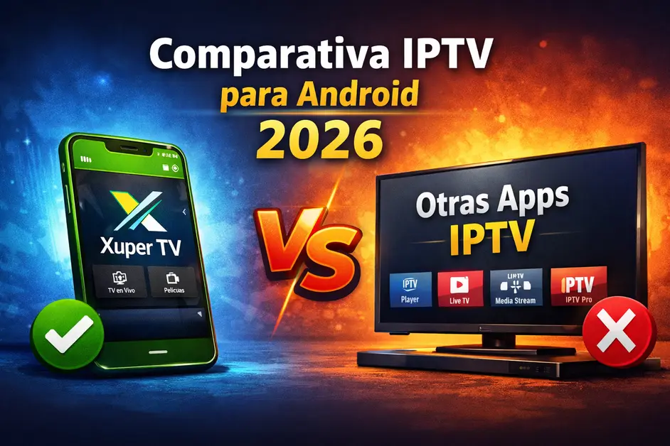 Comparativa IPTV Android en 2026 entre Xuper TV y otras aplicaciones IPTV