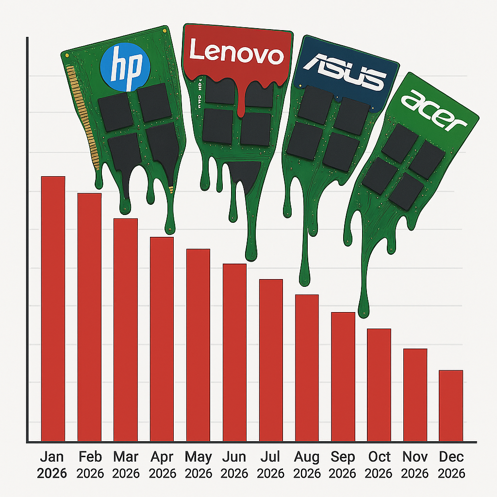 Los fabricantes de portátiles tienen aproximadamente un año de stock de memoria para superar la falta de RAM, según Intel 4 La RAM se derrite: escasez progresiva en 2026