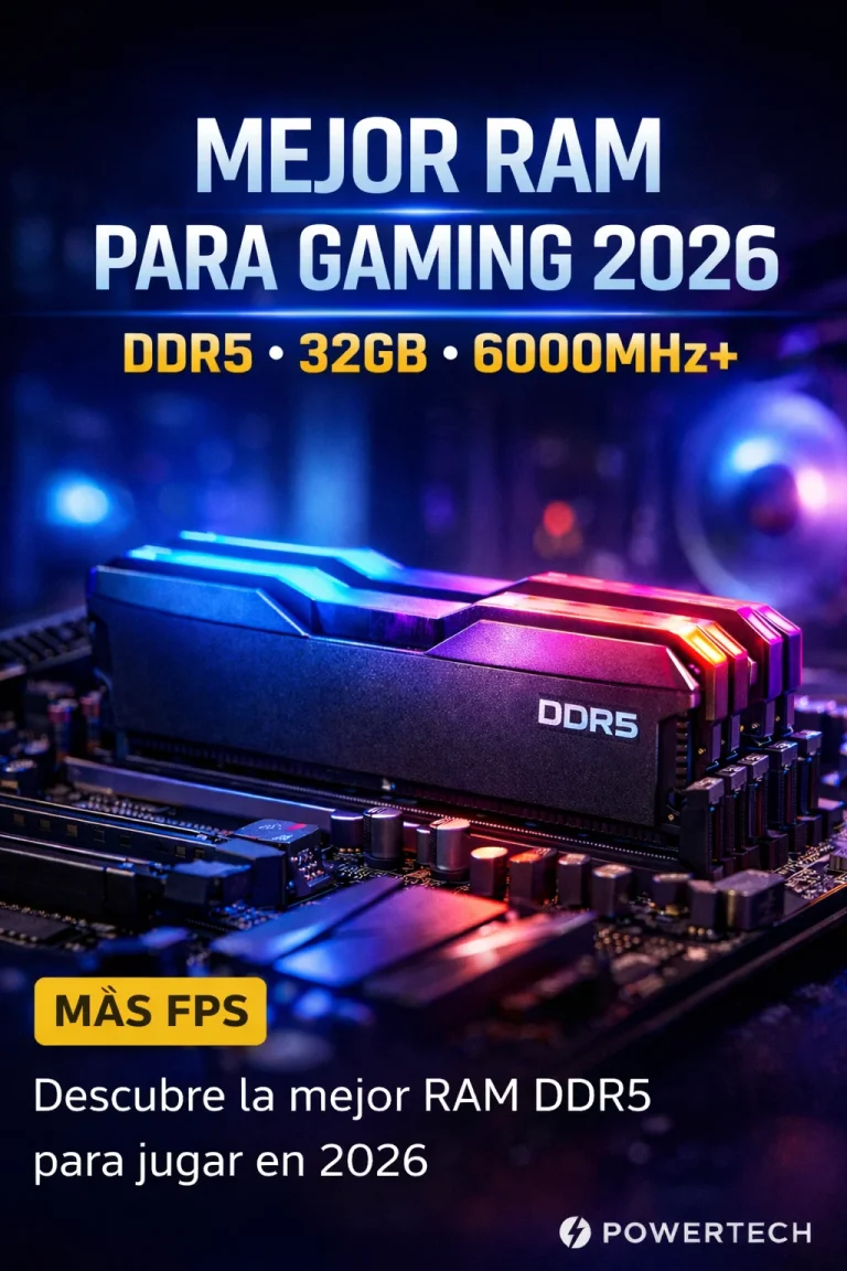 Mejor RAM DDR5 para gaming 2026 instalada en PC gamer con iluminación RGB y alto rendimiento
