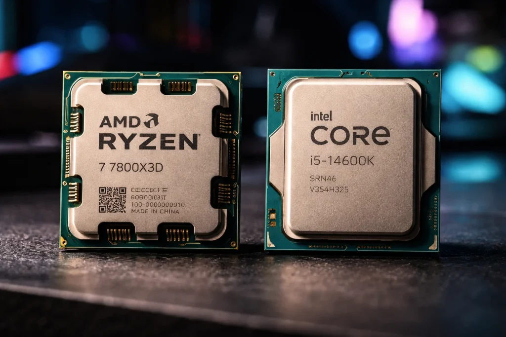Comparativa Ryzen 7 7800X3D vs i5-14600K procesadores gaming 2026